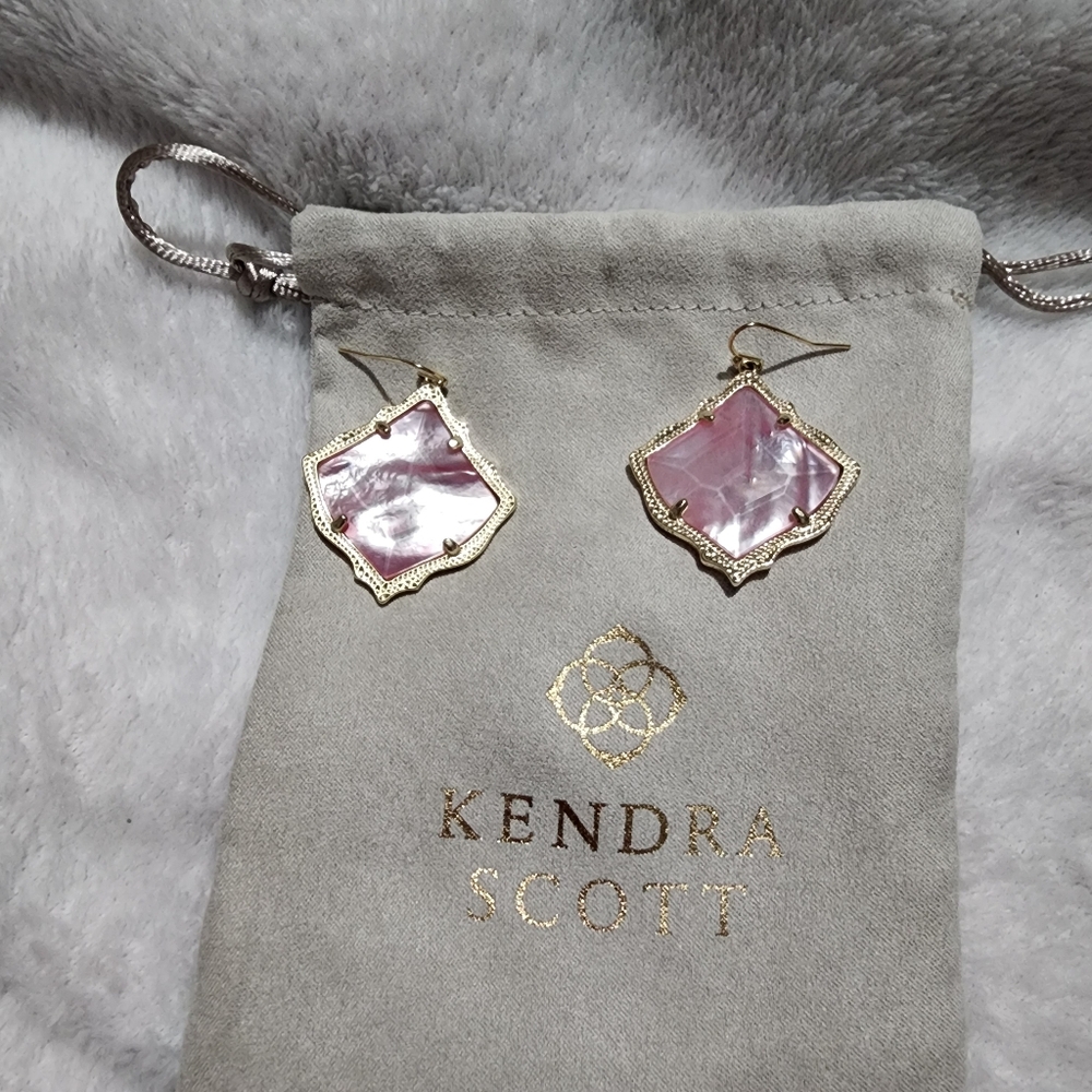 Kendra Scott Kirsten Earrings in a gold-tone with a pink stone
